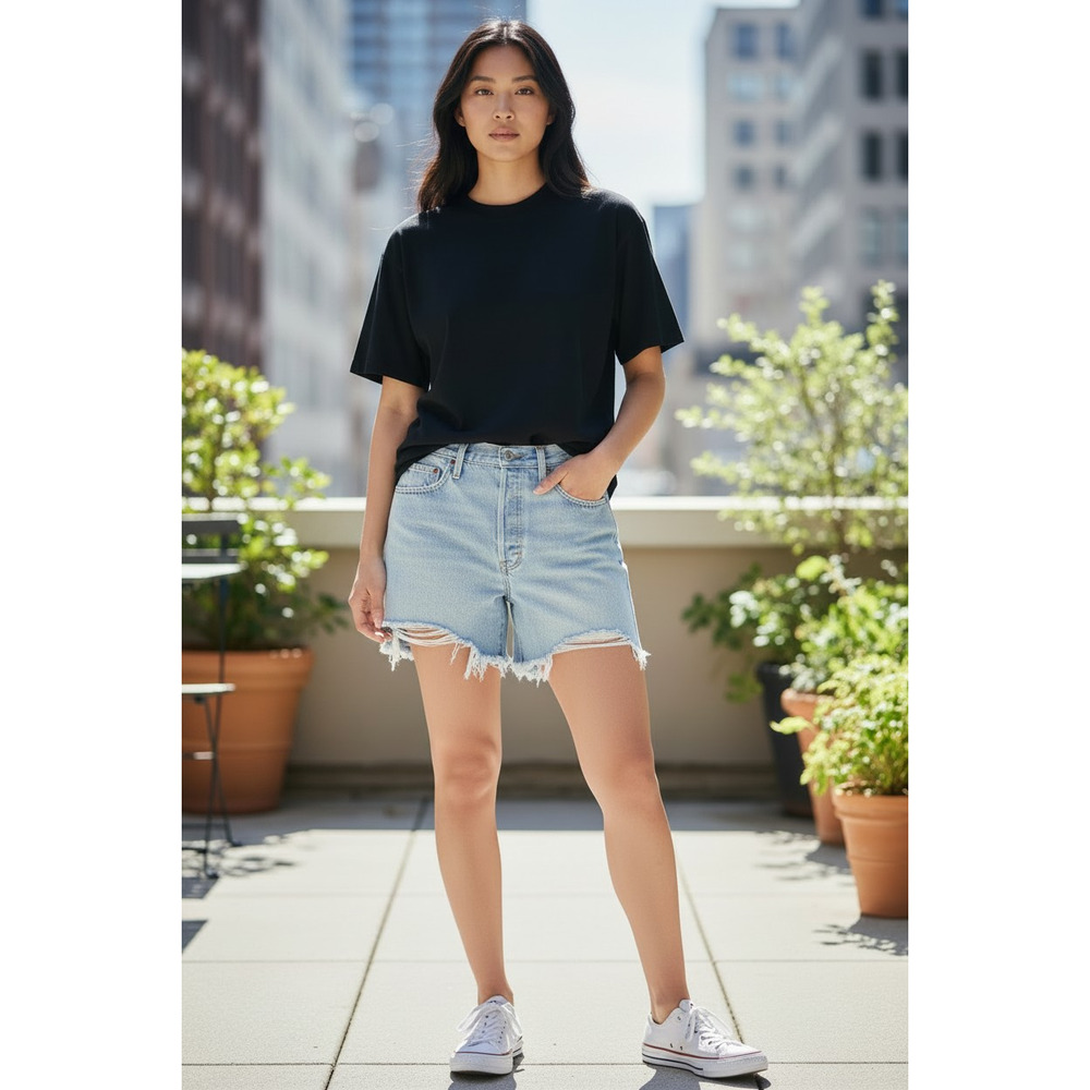 Levi's Women Mid-Thigh 501 Distress Shorts Size: 24 100% Cotton